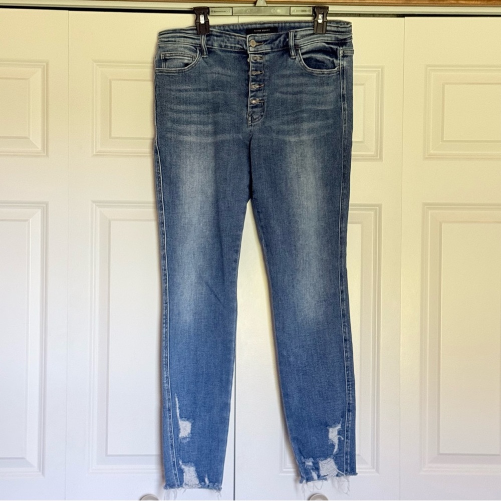 Flying Monkey Light Blue Button-Fly Skinny Jeans